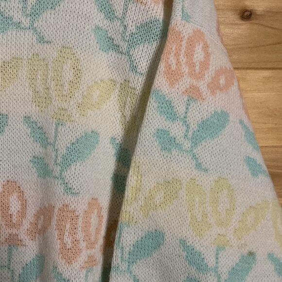 Vintage Justin Allen Size Medium Floral Print Pastel Sweater 80s 90s - Picture 4 of 9
